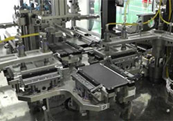 Battery production machine close up